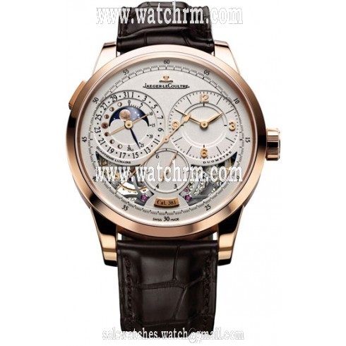 Jaeger LeCoultre Duometre A Quantieme Lunaire Beige Dial 18kt Rose Gold Leather Men's Watch Q6042420