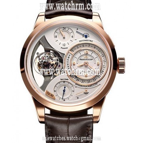 Jaeger LeCoultre Duometre A Spherotourbillion Beige Dial 18kt Pink Gold Brown Leather Men's Watch Q6052520