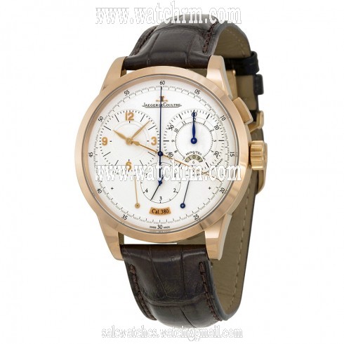 Jaeger LeCoultre Duometre Silver Dial Leather Men's Watch Q6012420