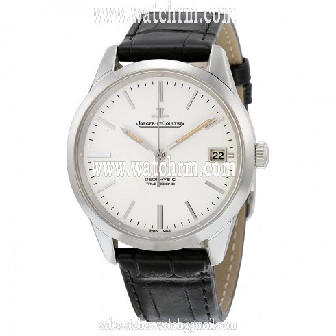 Jaeger LeCoultre Geophysic Automatic Silver Dial Black Leather Men's Watch Q8018420