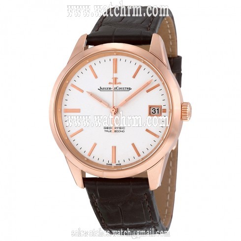 Jaeger LeCoultre Geophysic Date Automatic Silver Dial Brown Leather Men's Watch Q8012520