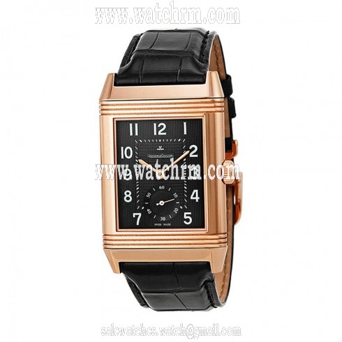 Jaeger LeCoultre Grande Reverso Black Dial 18kt Rose Gold Black Alligator Leather Q3732470