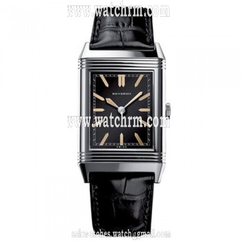 Jaeger LeCoultre Grande Reverso Black Dial Black Leather Men's Watch Q2788571