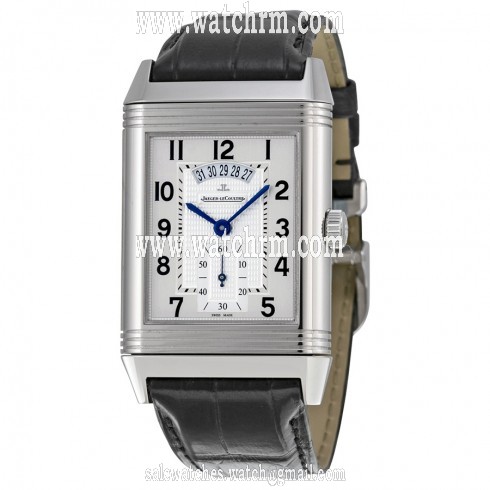 Jaeger LeCoultre Grande Reverso Duo White Satin Dial Black Leather Men's Watch Q3748421