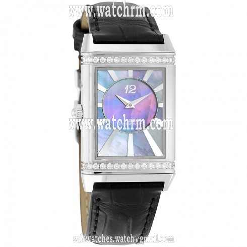 Jaeger LeCoultre Grande Reverso Silver Dial Stainless Steel Black Leather Ladies Watch Q3308421