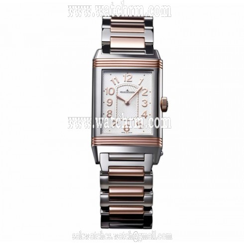 Jaeger LeCoultre Grande Reverso Silver Dial Steel And 18kt Rose Gold Ladies Watch Q3204120