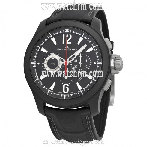 Jaeger Lecoultre Master Compresser Black Dial Alligator Men's Watch Q204C470