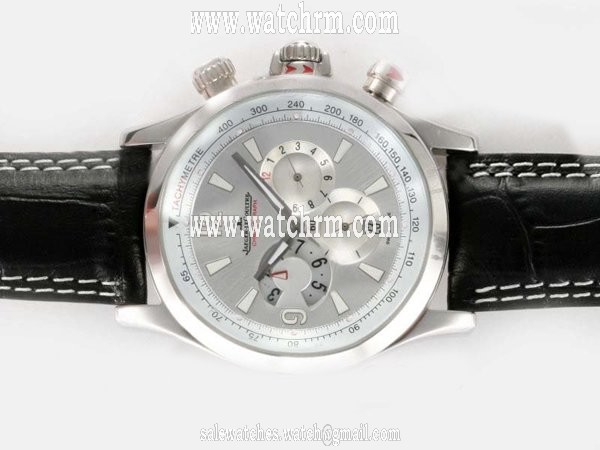 Jaeger-Lecoultre Master Compressor Chronograph 1758470 Mens Black Crocodile Leather Strap Watch