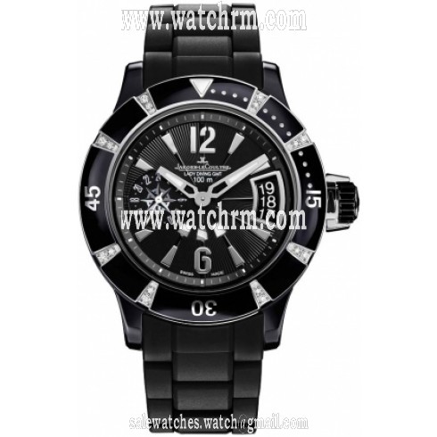 Jaeger LeCoultre Master Compressor Diving GMT Black Dial Ceramic Diamond Ladies Watch Q189C770