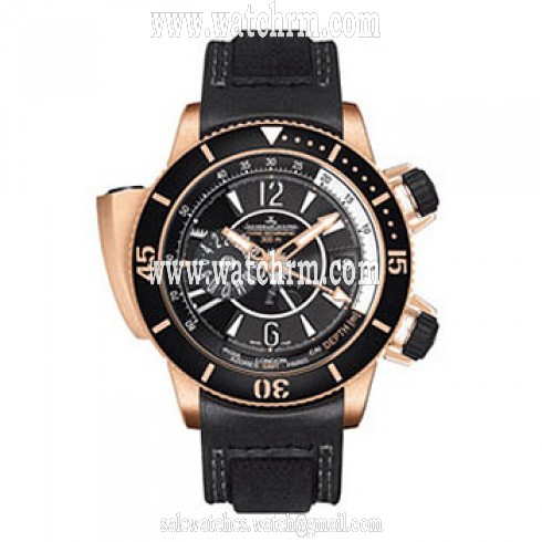 Jaeger LeCoultre Master Compressor Diving Pro Black Dial 18kt Rose Gold Black Rubber Men's Watch Q1852470