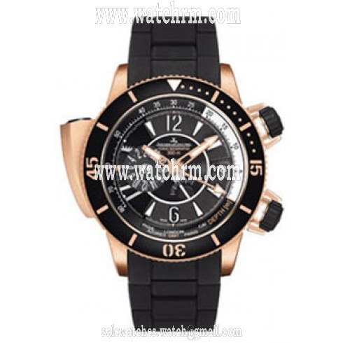 Jaeger LeCoultre Master Compressor Diving Pro Black Dial 18kt Rose Gold Black Rubber Men's Watch Q1852740