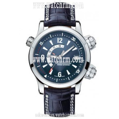 Jaeger LeCoultre Master Compressor Memovox Blue Dial Platinum Blue Leather Men's Watch Q1706480