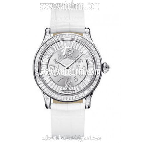 Jaeger LeCoultre Master Control Twinkling Diamond Silver Dial 18kt White Gold Diamond White Leather Ladies Watch Q1203402