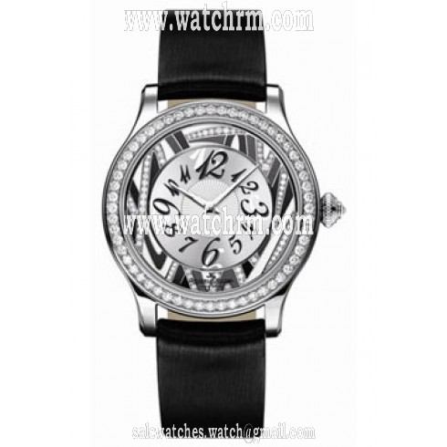 Jaeger LeCoultre Master Control Twinkling Diamonds Silver Dial 18kt White Gold Black Satin Ladies Watch Q1203490