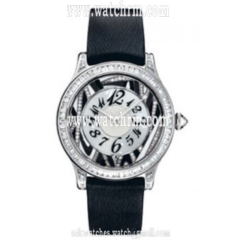 Jaeger LeCoultre Master Control Twinkling Diamonds Silver Dial 18kt White Gold Diamond Black Satin Ladies Watch Q1203491