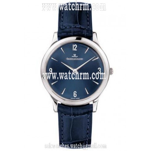 Jaeger LeCoultre Master Control Ultra Thin Blue Dial Platinum and Blue Leather Men's Watch Q1456480
