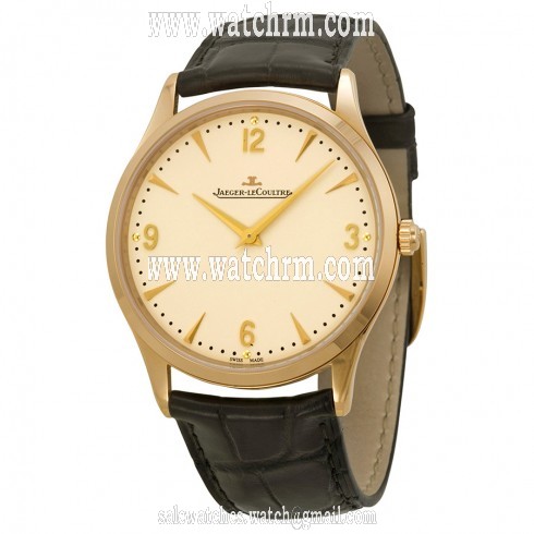 Jaeger LeCoultre Master Control Ultra Thin Champagne Dial 18kt Rose Gold Brown Leather Men's Watch Q1342520