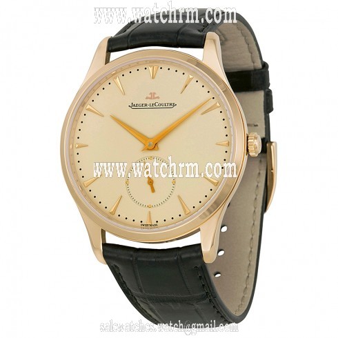 Jaeger LeCoultre Master Grand Ultra Thin Off White Dial 18kt Rose Gold Dark Brown Leather Men's Watch Q1352520