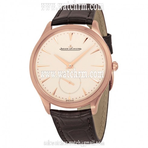 Jaeger LeCoultre Master Ultra Thin Beige Dial Black Leather Men's Watch Q1272510