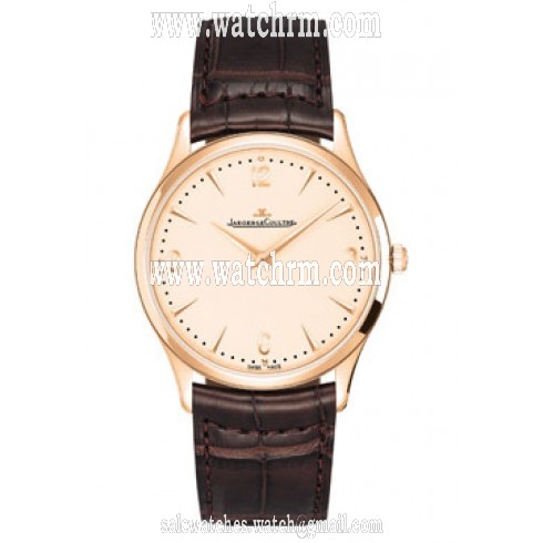 Jaeger LeCoultre Master Ultra Thin Off White Dial 18kt Rose Gold Brown Leather Men's Watch Q1342420