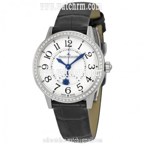Jaeger LeCoultre Rendez-Vous Night and Day Silver Dial Diamond Black Leather Ladies Watch Q3468421