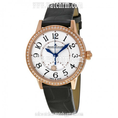 Jaeger LeCoultre Rendez-Vous  Silver Dial 18kt Rose Gold Black Leather Ladies Watch Q3462521