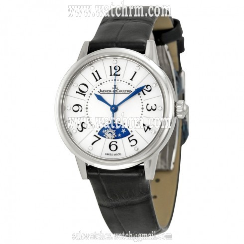 Jaeger LeCoultre Rendezvous Silver Dial Black Leather Ladies Watch Q3468490