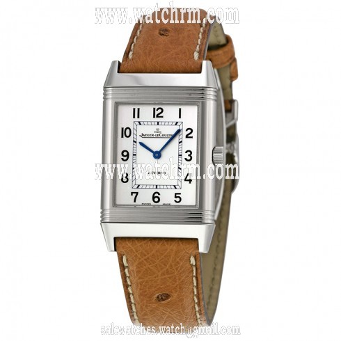 Jaeger LeCoultre Reverso Classic Silver Dial Brown Ostrich Leather Unisex Watch Q2508411