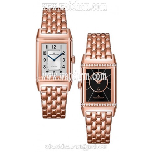 Jaeger LeCoultre Reverso Classic Small Duetto 18K Rose Gold Diamond Ladies Watch Q2662130