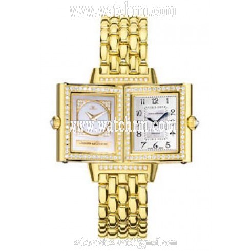Jaeger LeCoultre Reverso Duetto Mother of Pearl Dial 18kt Yellow Gold Ladies Watch Q2661101