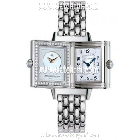 Jaeger LeCoultre Reverso Duetto Silver Dial 18kt White Gold Diamond Ladies Watch Q2663103