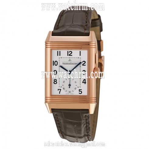 Jaeger LeCoultre Reverso Duo Silver Dial 18kt Rose Gold Brown Leather Q2712410