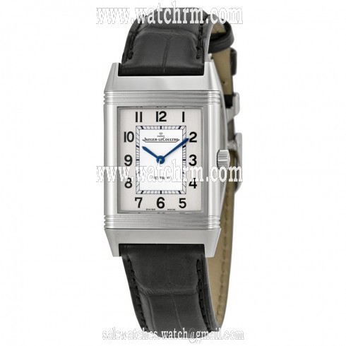 Jaeger LeCoultre Reverso Silver Dial Black Ostrich Leather Strap Unisex Watch Q2508412