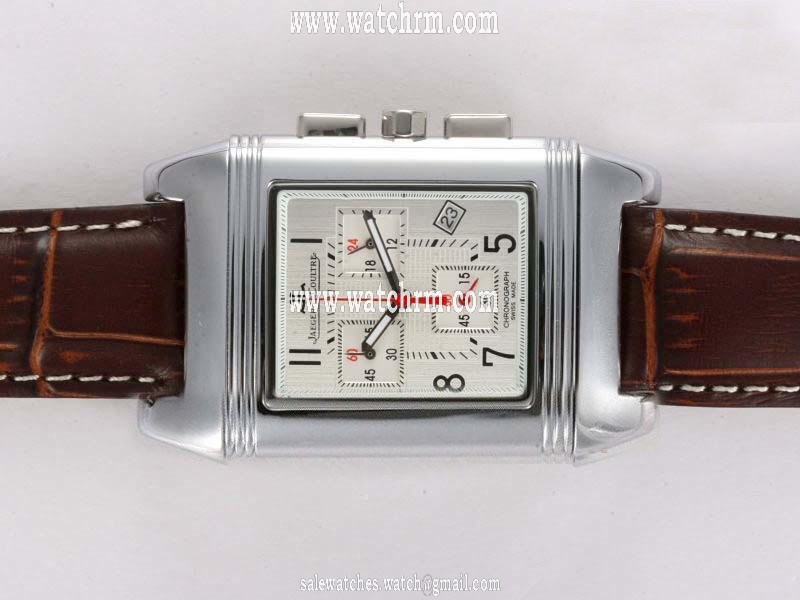 Jaeger-Lecoultre Reverso Squadra Chronograph GMT 7018620 Rectangle Stainless Steel Case Watch