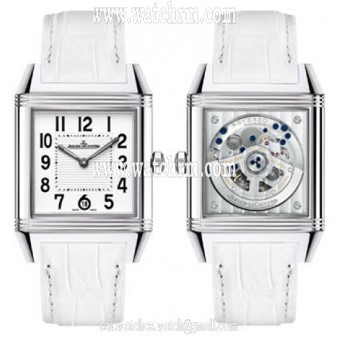 Jaeger LeCoultre Reverso Squadra White Dial Stainless Steel White Leather Ladies Watch Q7048420