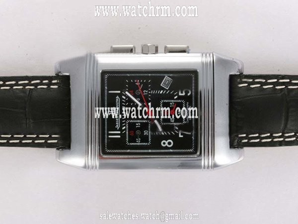 Jaeger-Lecoultre Reverso Squadra World Chronograph 702T670 Rectangle Quartz Black Dial Watch