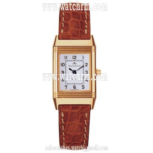 Jaeger LeCoultre Reverso White Dial 18kt Gold Leather Ladies Watch Q2611410