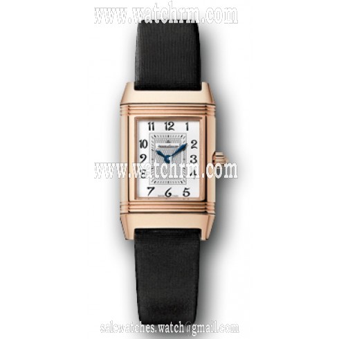 Jaeger LeCoultre Silver and Black 18kt Rose Gold Black Leather Ladies Watch Q2662420