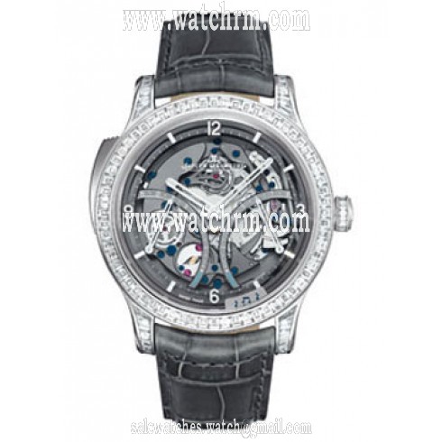 Jaeger LeCoultre Skeleton Dial Platinum Grey Leather Automatic Men's Watch Q1646423