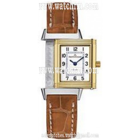 Jaeger LeCoultre White Dial Steel and 18kt Yellow Gold Leather Ladies Watch Q2605410