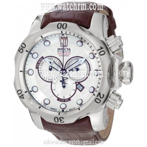 Jason Taylor for Invicta Venom Chronograph Silver Dial Brown Leather Strap Men's Watch 12960