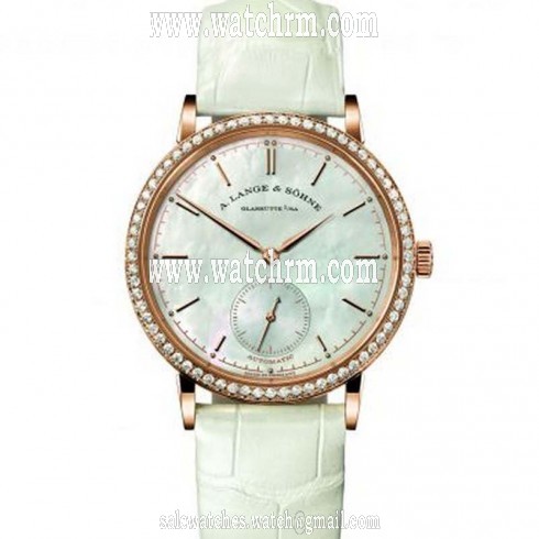 A. Lange and Sohne Saxonia Automatic Mother of Pearl Dial 18K Rose Gold Diamond Ladies Watch 840.032