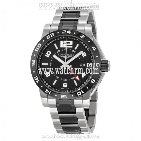 Longines Admiral GMT Black Dial Steel and Ceramic Men's Watch L3.669.4.56.7
