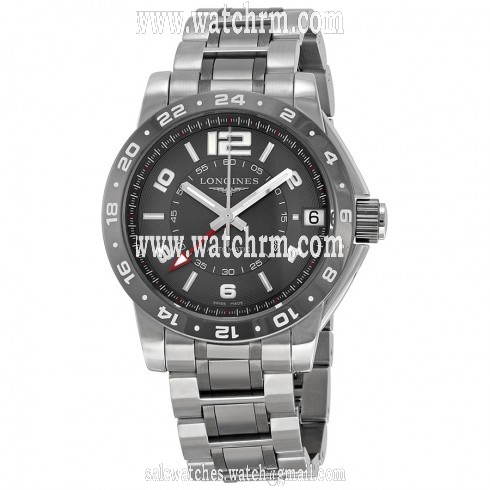 Longines Admiral GMT Grey Dial Steel and Ceramic Men's Watch L3.669.4.06.7