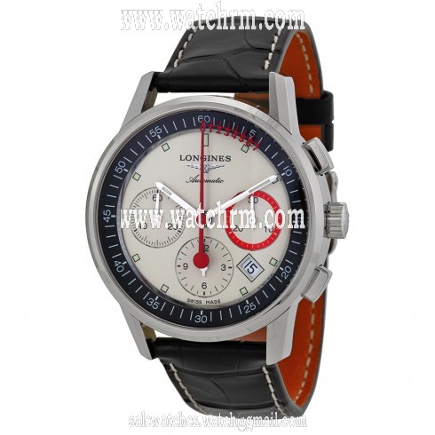 Longines Column Wheel Record  Chronograph Beige Dial Leather Men's Watch L47544724