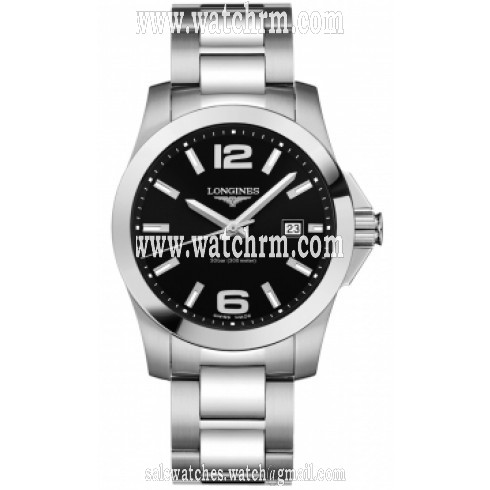 Longines Conquest Black Dial Stainless Steel Bracelet Men's Watch L3.659.4.56.6