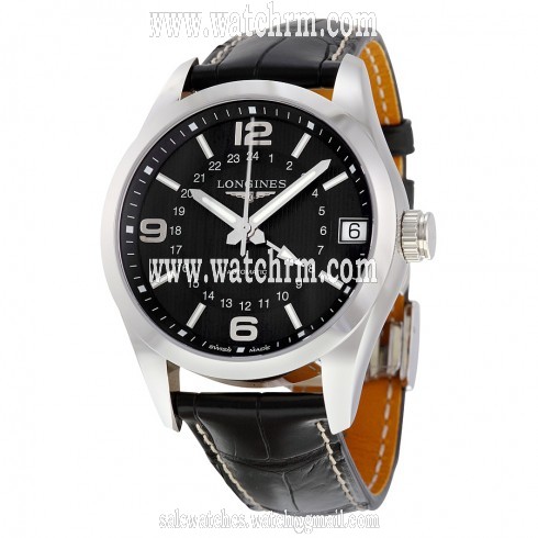 Longines Conquest Classic Automatic Black Dial Black Alligator Men's Watch L27994563
