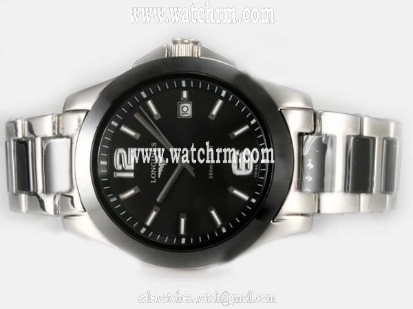 Longines Conquest L3.657.4.56.7 Stainless Steel Case Stainless Steel Bezel Black Dial Watch
