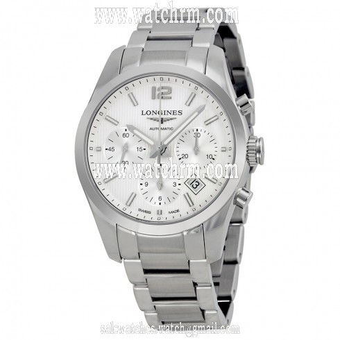 Longines Conquest Silver Dial Chronograph Stainless Steel Men's Watch L27864766