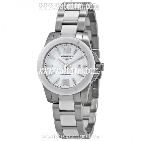 Longines Conquest White Dial White Ceramic and Stainless Steel Watch L32574167